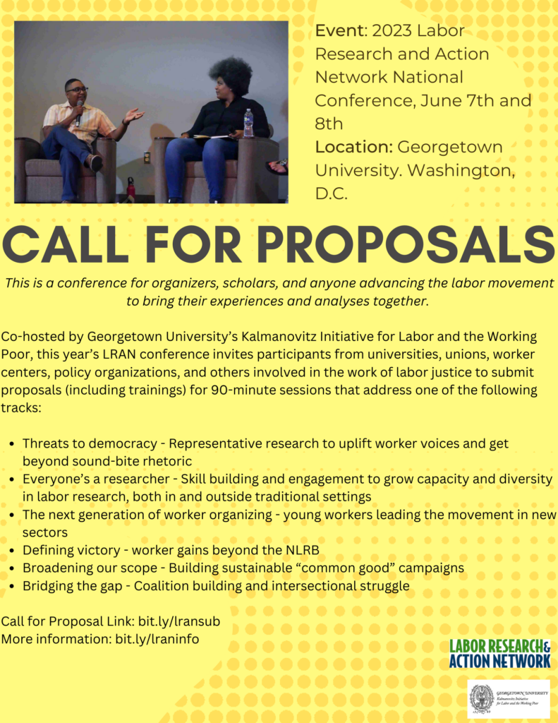 Call For Proposals Labor Research And Action Network National